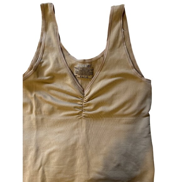 Maidenform Beige Shapewear Tank Top With Ruched Front Scoop Neck Size S Stretch - Picture 2 of 4